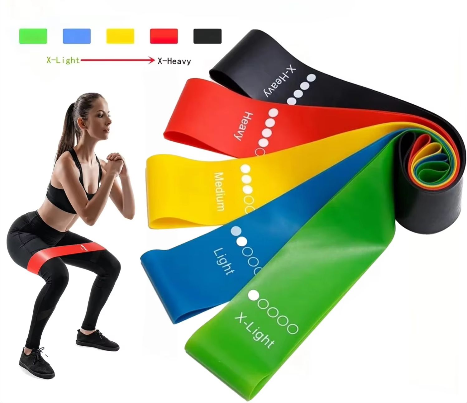 Crossfit Ga - 5 niveaus Draagbare fitnessapparatuur Rubberen weerstandsbanden