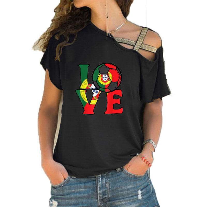 Crossfit Accessories - Vrouwen losse T-shirt met V-hals, Portugal